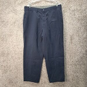 Savane Mens Navy Blue Deep Dye Cotton Flat Front Chino Pants W38 L34 (Fits 29)